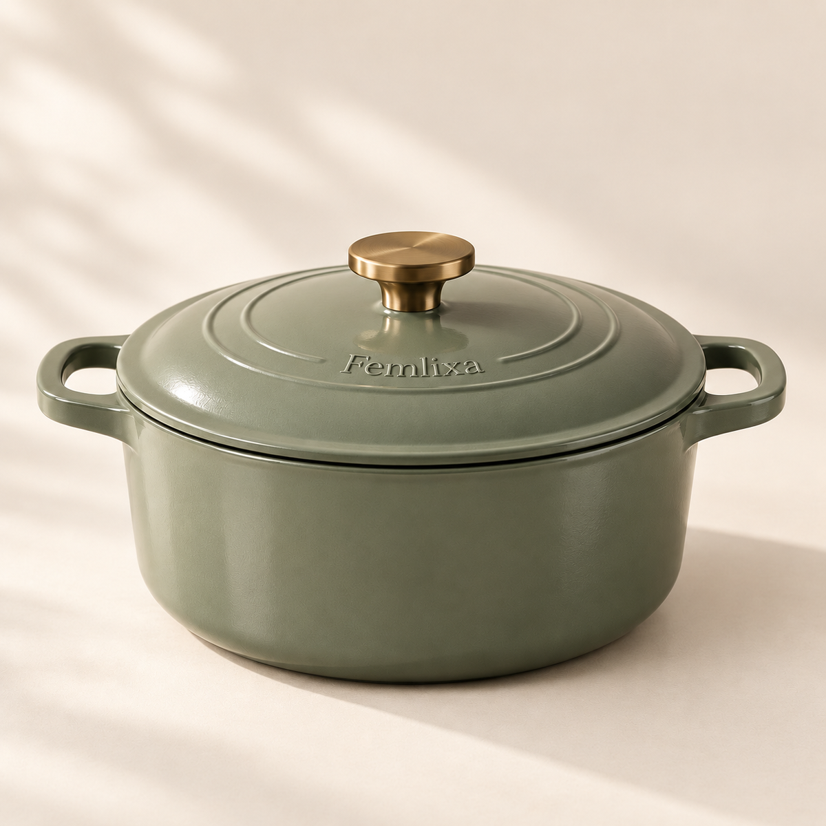 Femlixa Arden Sage Enamel Cast Iron Casserole