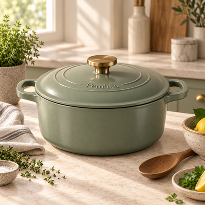 Femlixa Arden Sage Enamel Cast Iron Casserole