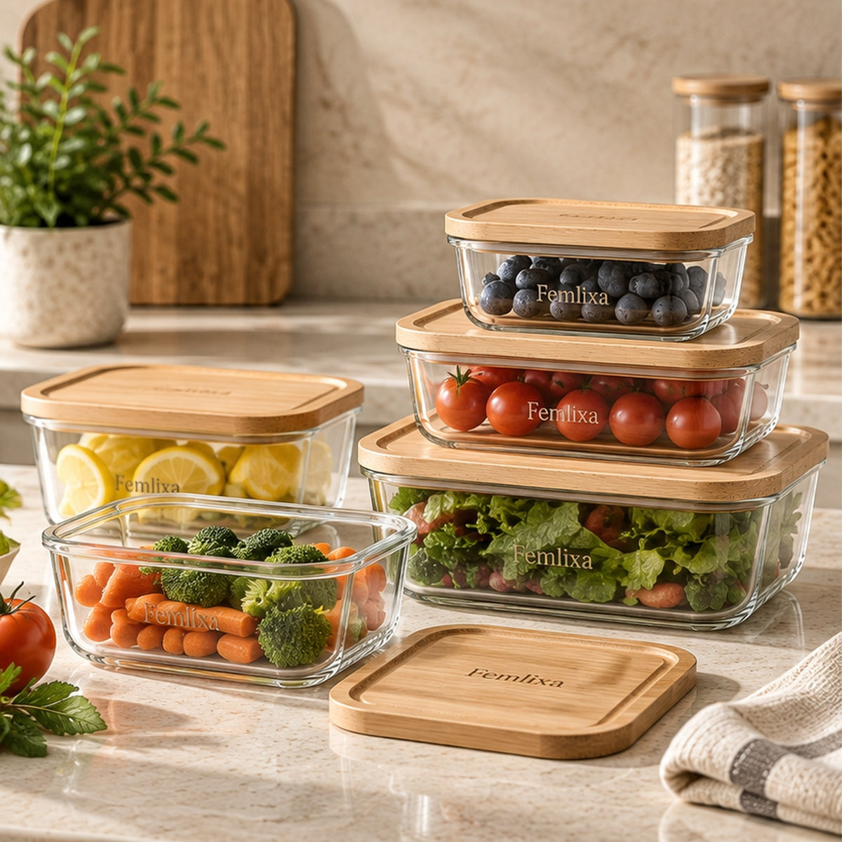 Femlixa Elowen Glass Food Storage Container Set