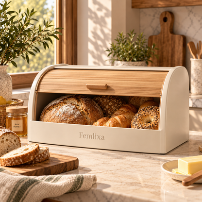 Femlixa Arlo Bamboo Roll-Top Bread Box